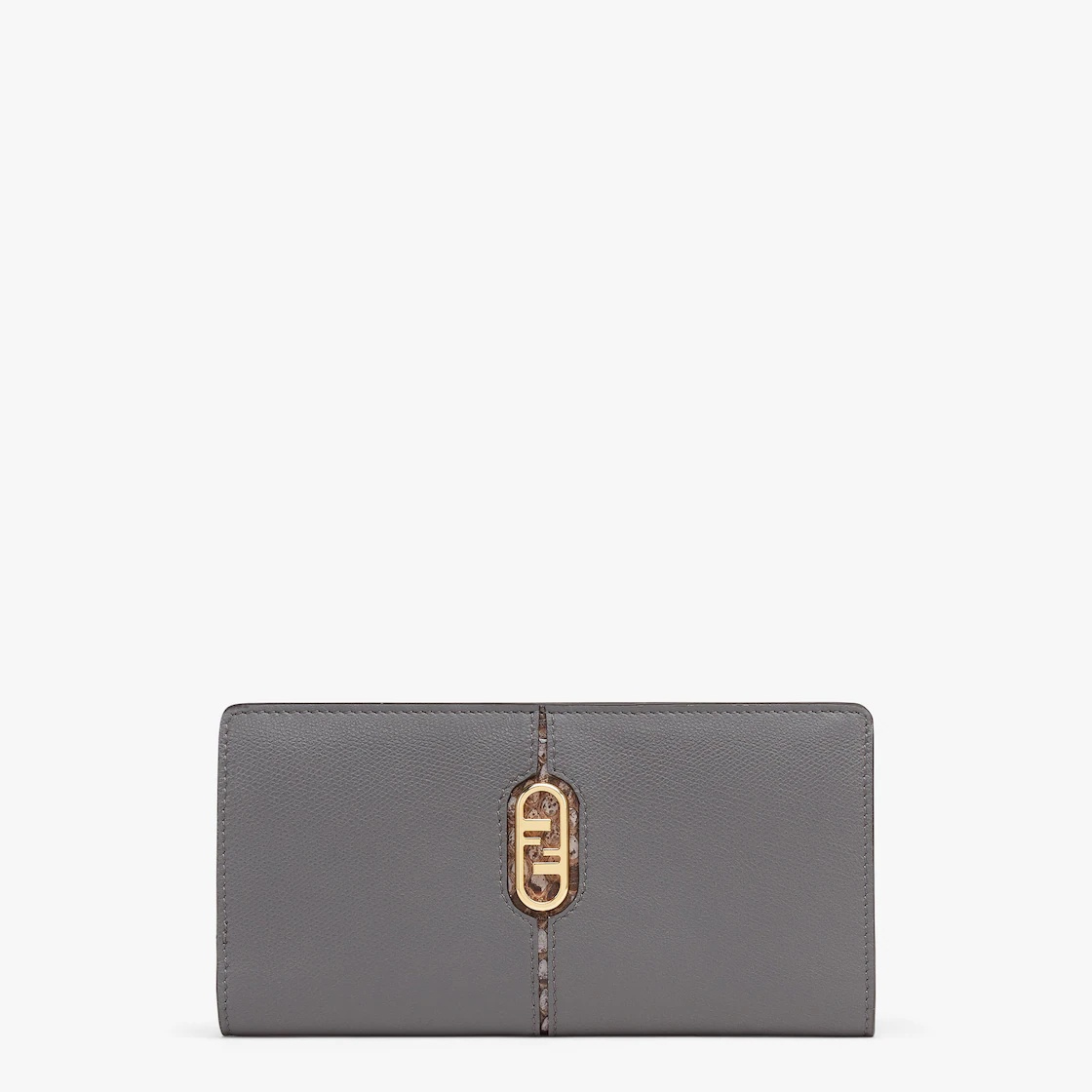 Fendi O’Lock continental wallet with flap and zipper on the back. Features a bill compartment, ten c - 1