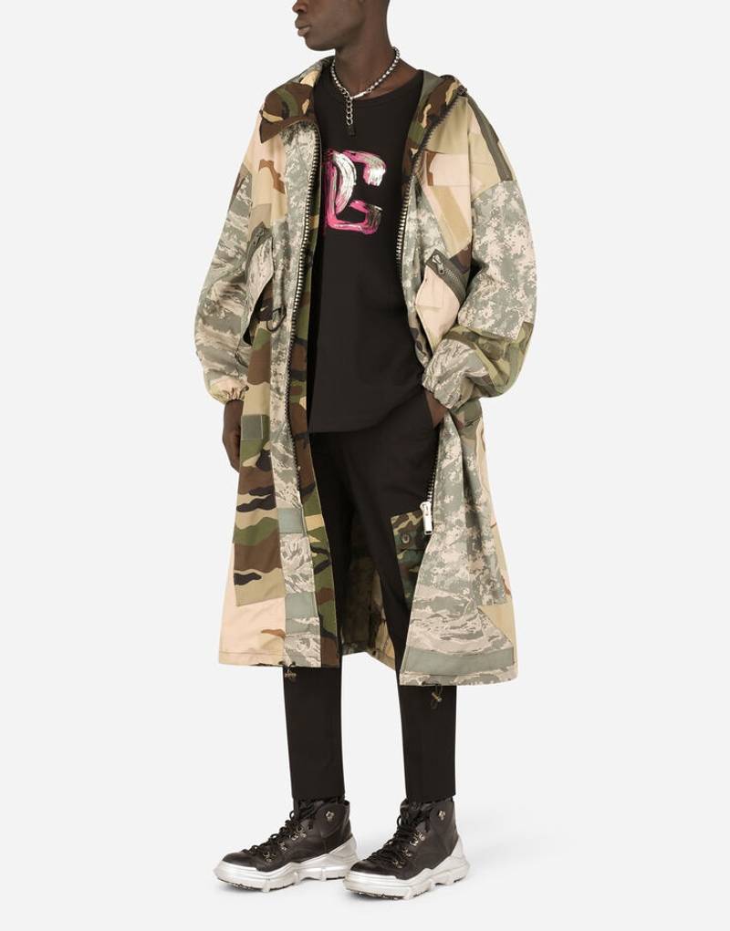 Dolce & Gabbana Nylon and cotton patchwork trench coat outlook