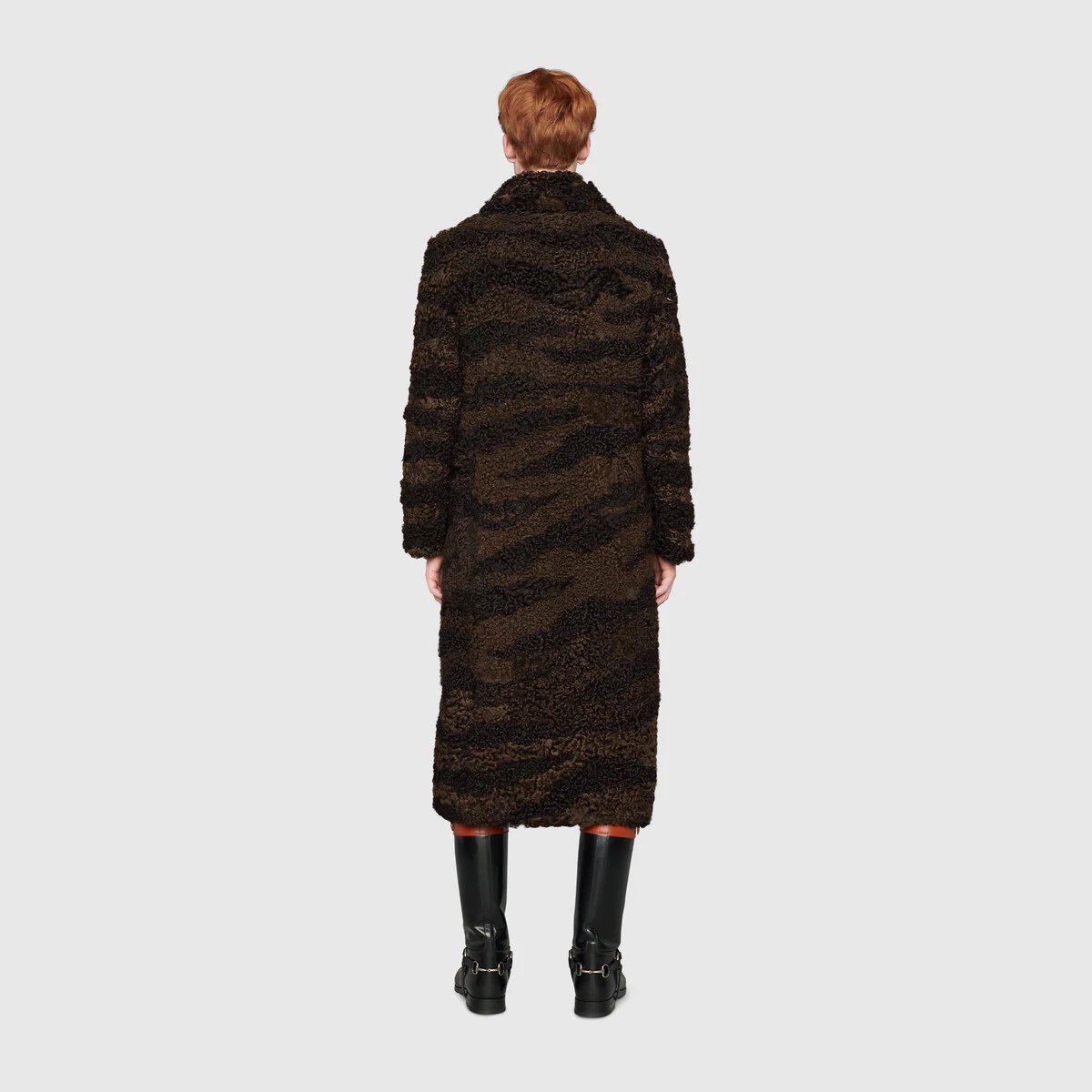 Shearling with zebra pattern coat - 4