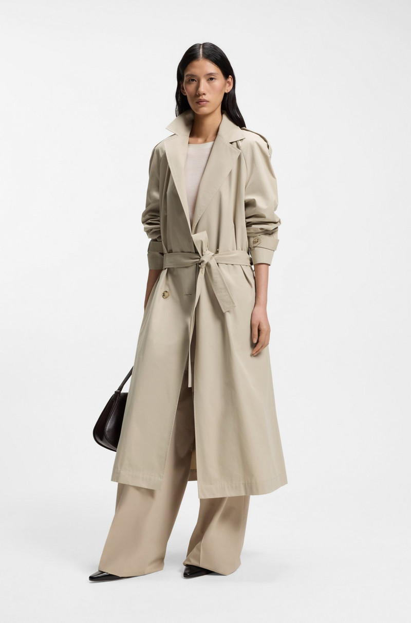 BOSS DOUBLE-BREASTED TRENCH COAT WITH LOW-WAIST BELT outlook