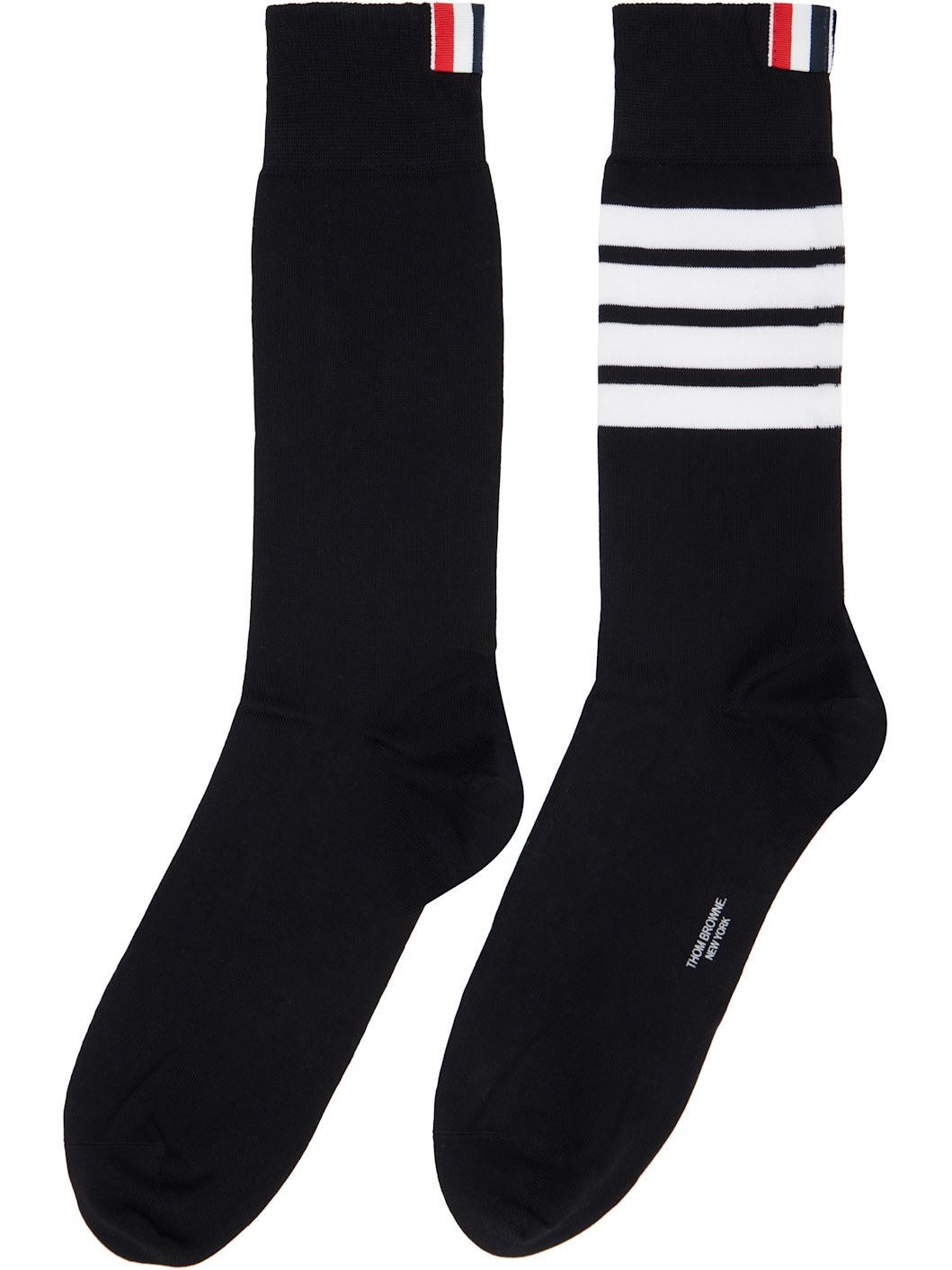 Black Lightweight Cotton 4-Bar Socks - 2
