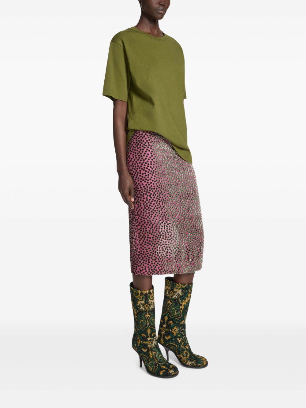 devoré polka-dot midi skirt - 3