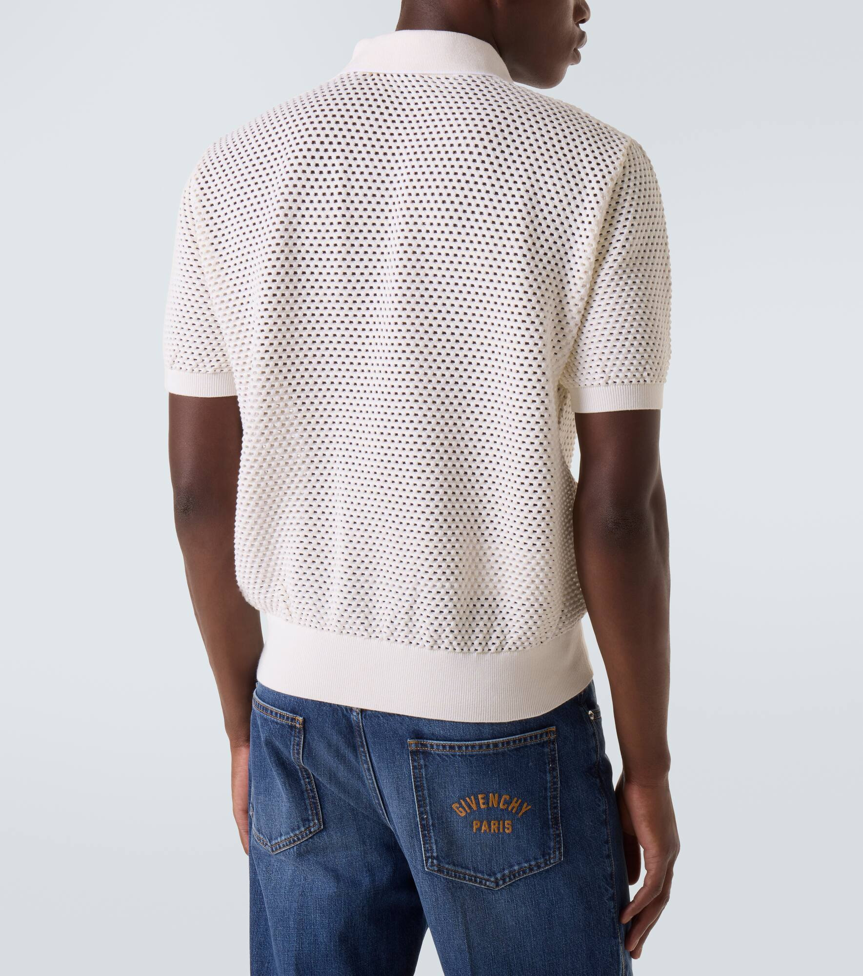 Open-knit cotton-blend polo shirt - 4