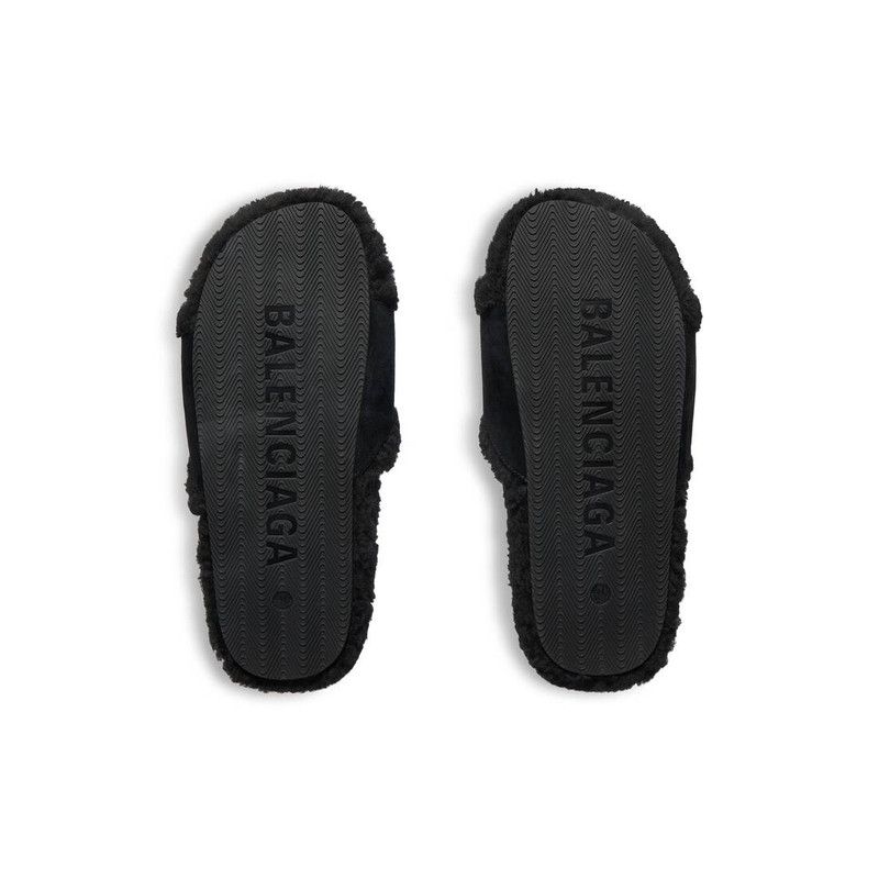 Men's Furry Slide Sandal in Black 7