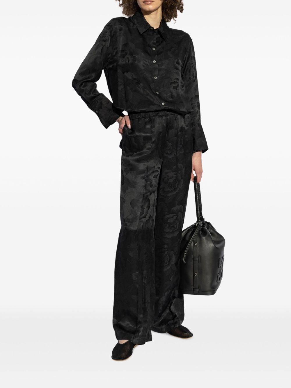 silk-blend straight pants - 2