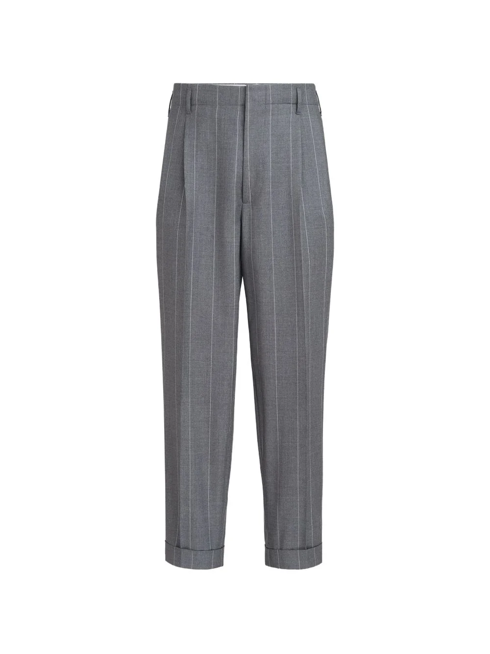 virgin wool chalk stripe trousers with double pleats - 1