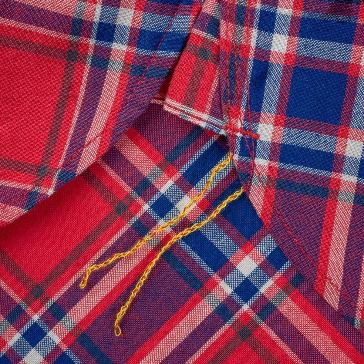 IHSH-356-RED 5oz Selvedge Madras Check Work Shirt - Red - 13
