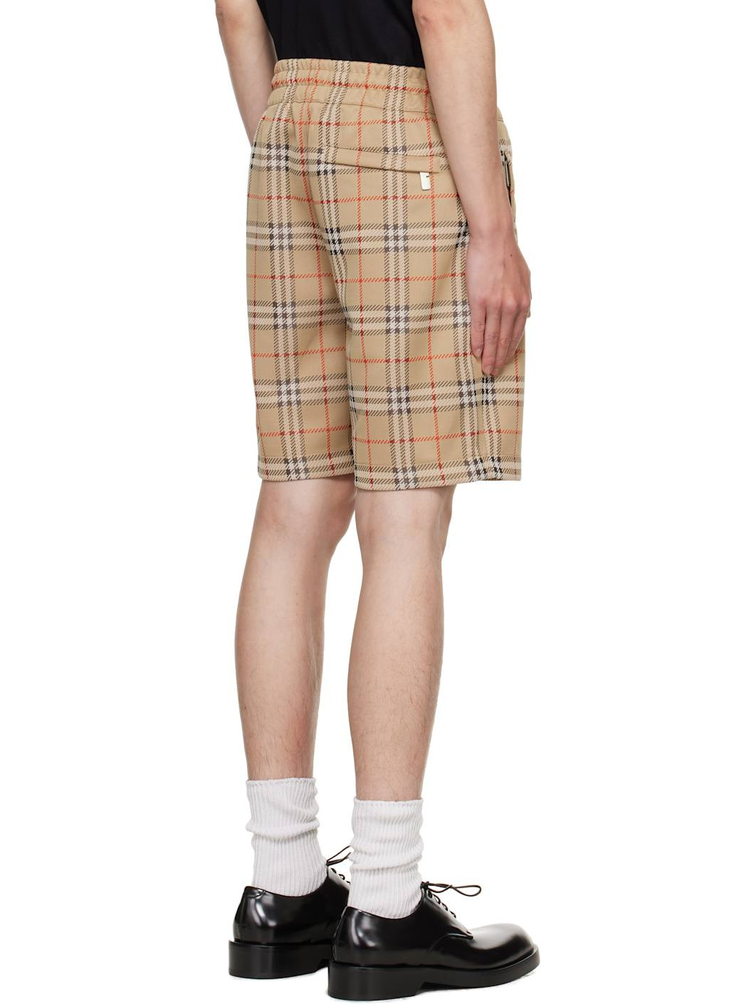 Beige Check Shorts - 3