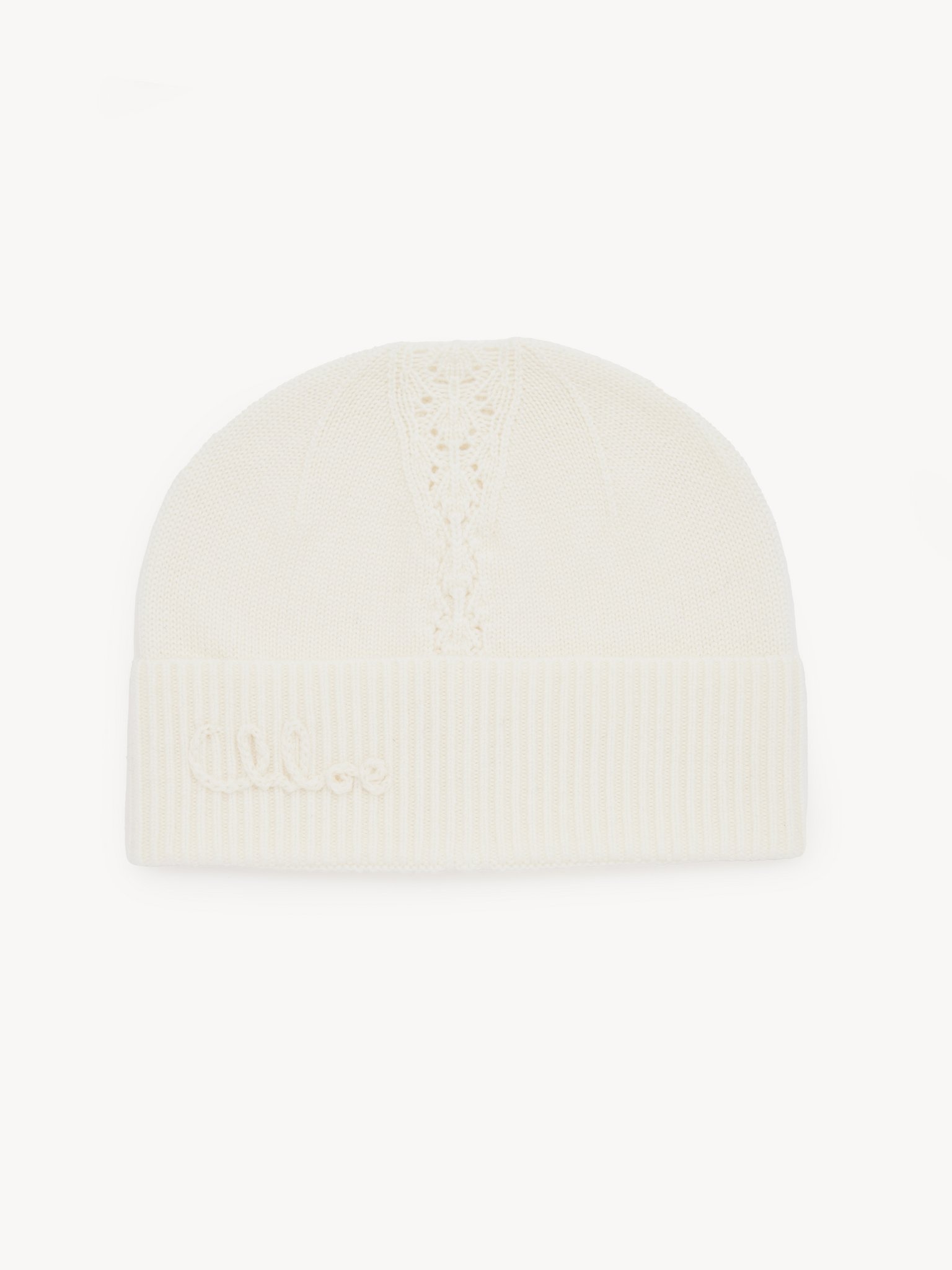 THE CHLOÉ LACE KNIT BEANIE IN WOOL & LACE JACQUARD - 1