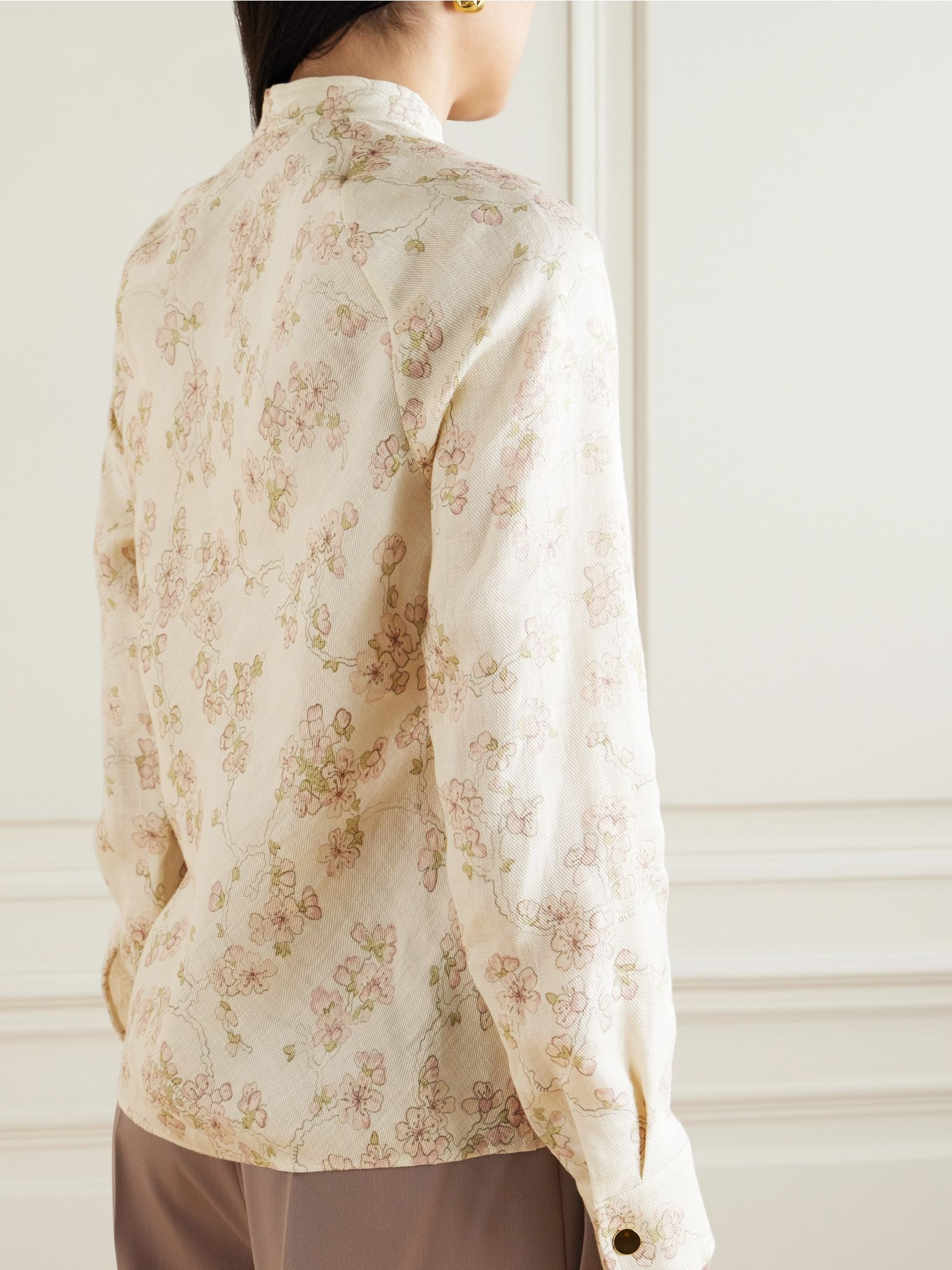 Klara floral-print linen and cotton-blend twill blouse Pink - 4