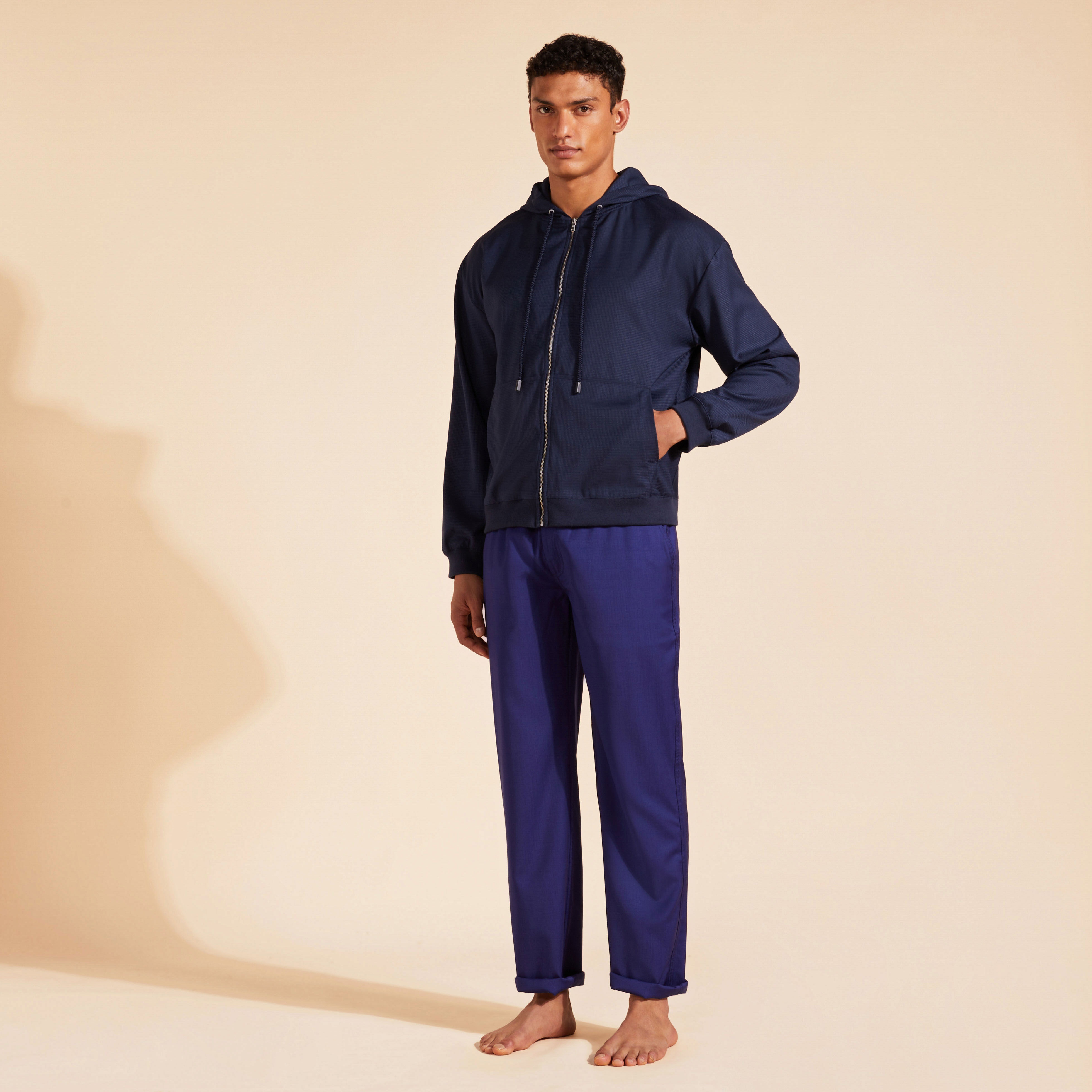 Wool Jacquard Turtle Zip Hoodie - 3