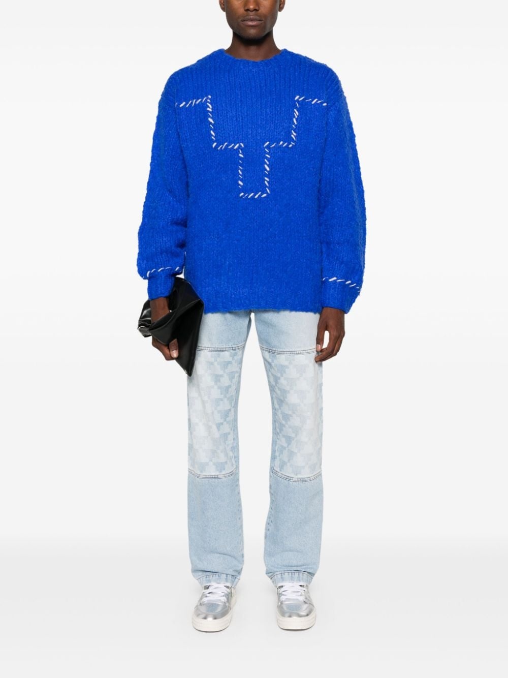 Cross-print straight-leg jeans - 2