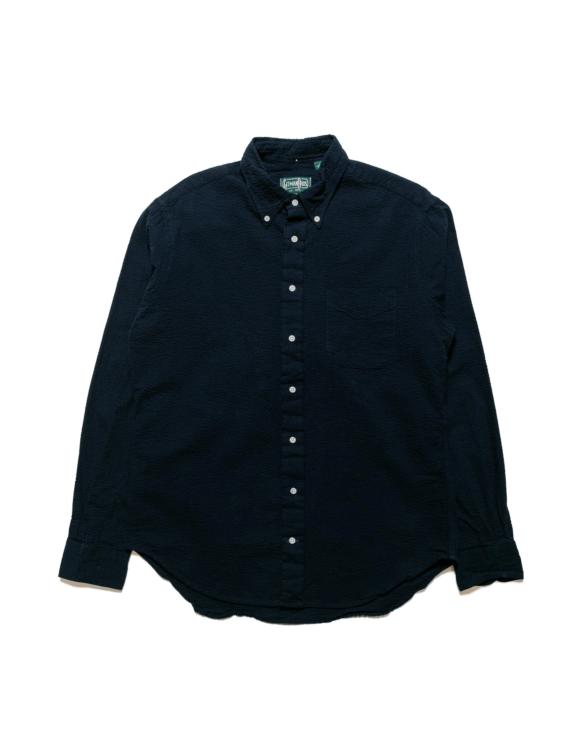 Navy Overdye Seersucker Shirt - 1