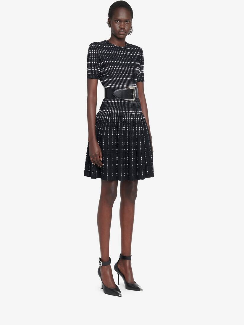 Women's Knit Mini Dress in Black/white - 3