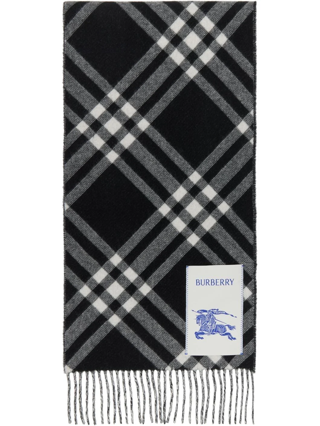 Black & White Check Cashmere Scarf - 1