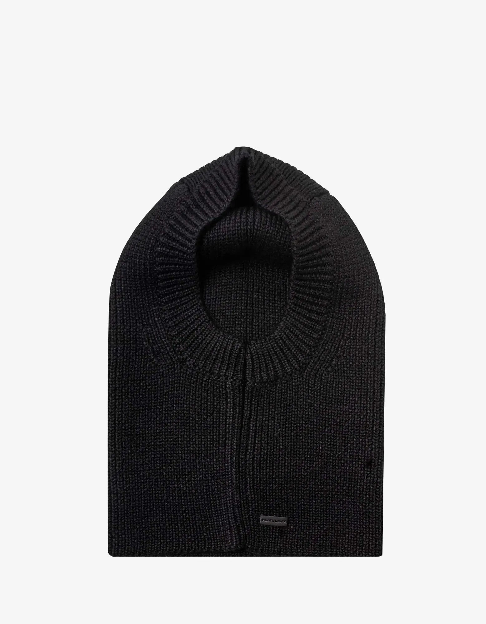 Saint Laurent Black Large Ribbed Wool Balaclava - 2