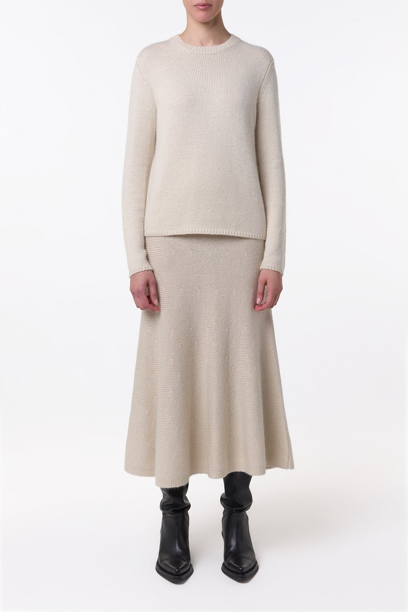 GABRIELA HEARST Titan Knit Midi Skirt in Ivory Cashmere outlook