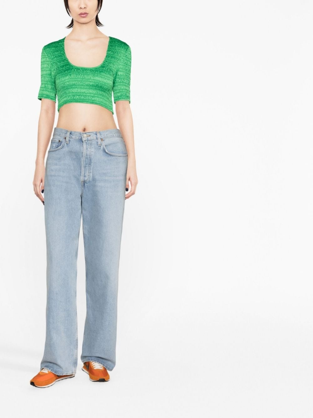 cropped smocked top - 4