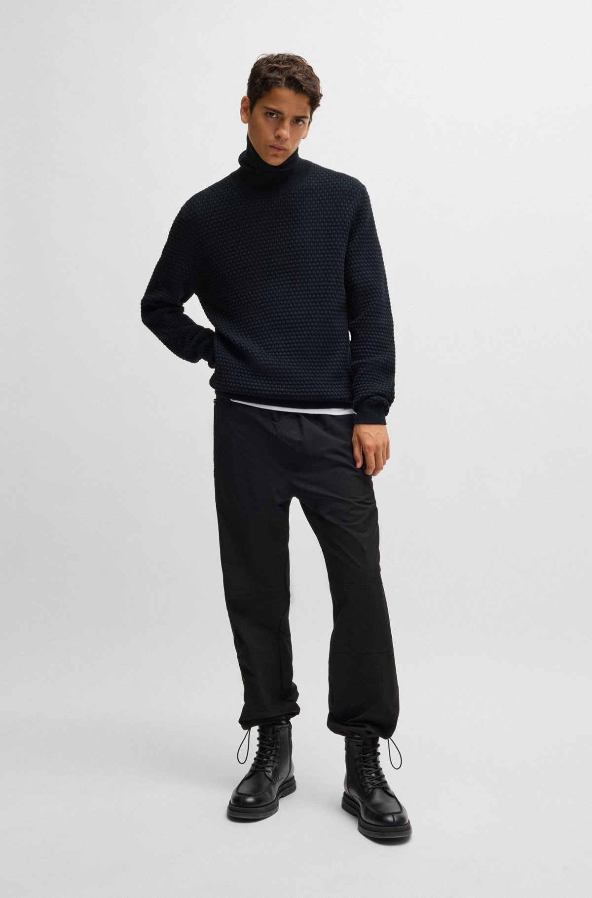 STRUCTURED-KNIT ROLLNECK SWEATER IN COTTON - 4