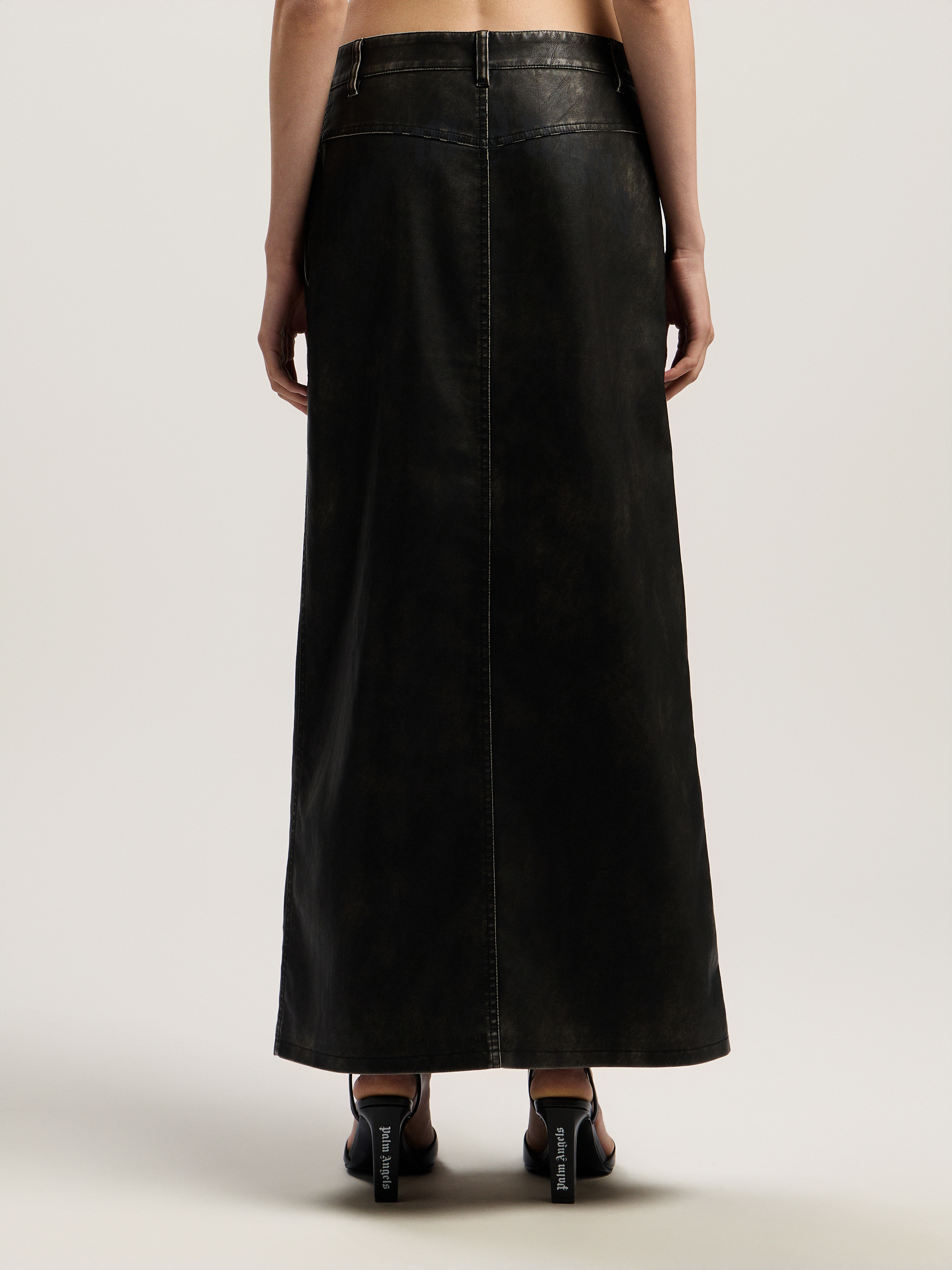 Curved Logo Coated Long Skirt - 4