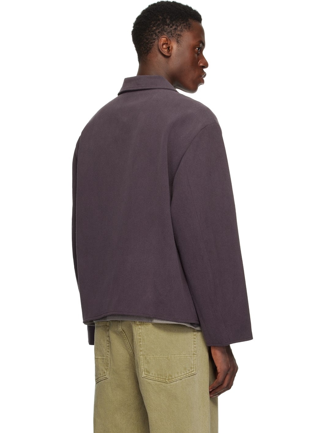 Purple Zip Western Washed Silk Jacket - 3