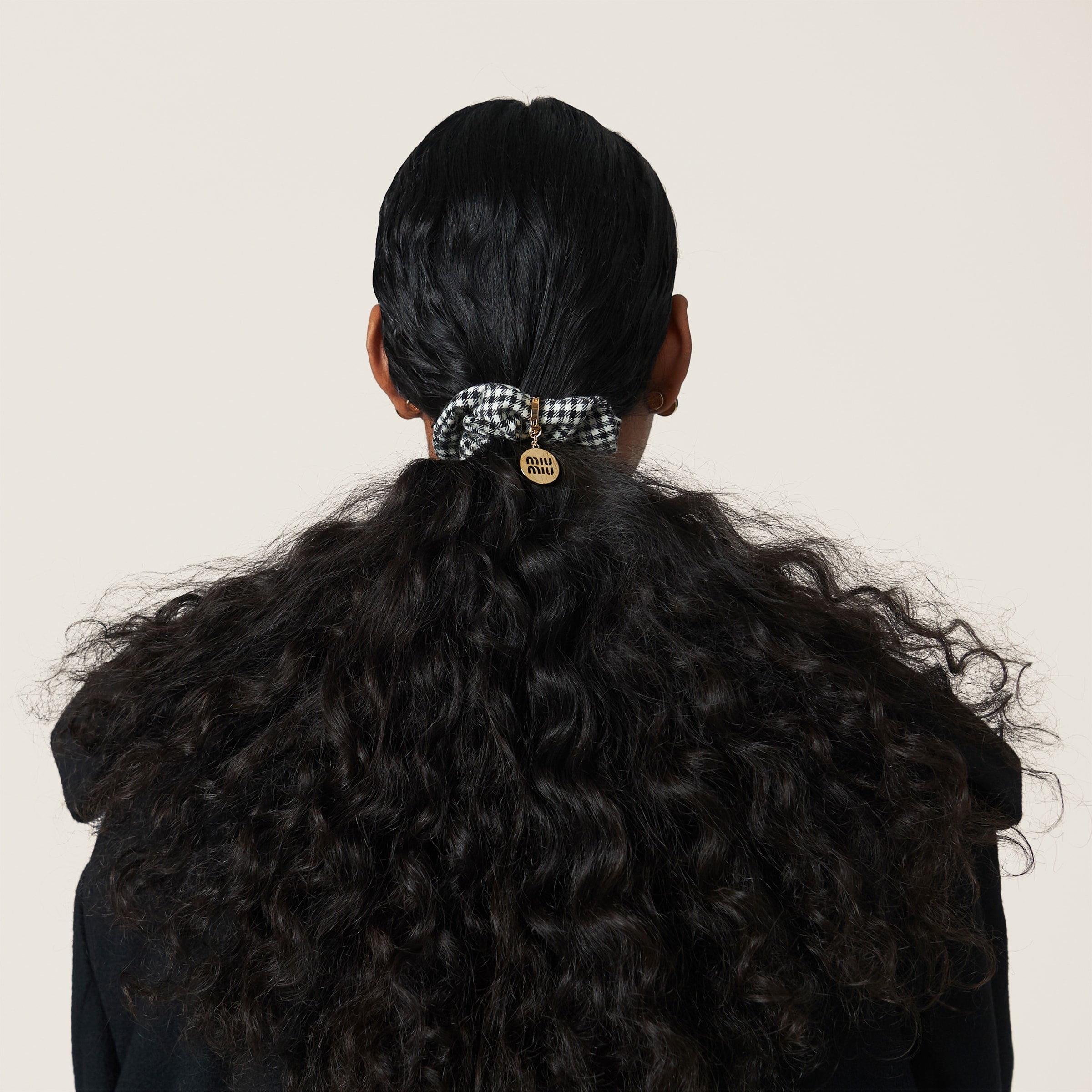 Gingham check wool scrunchie - 2