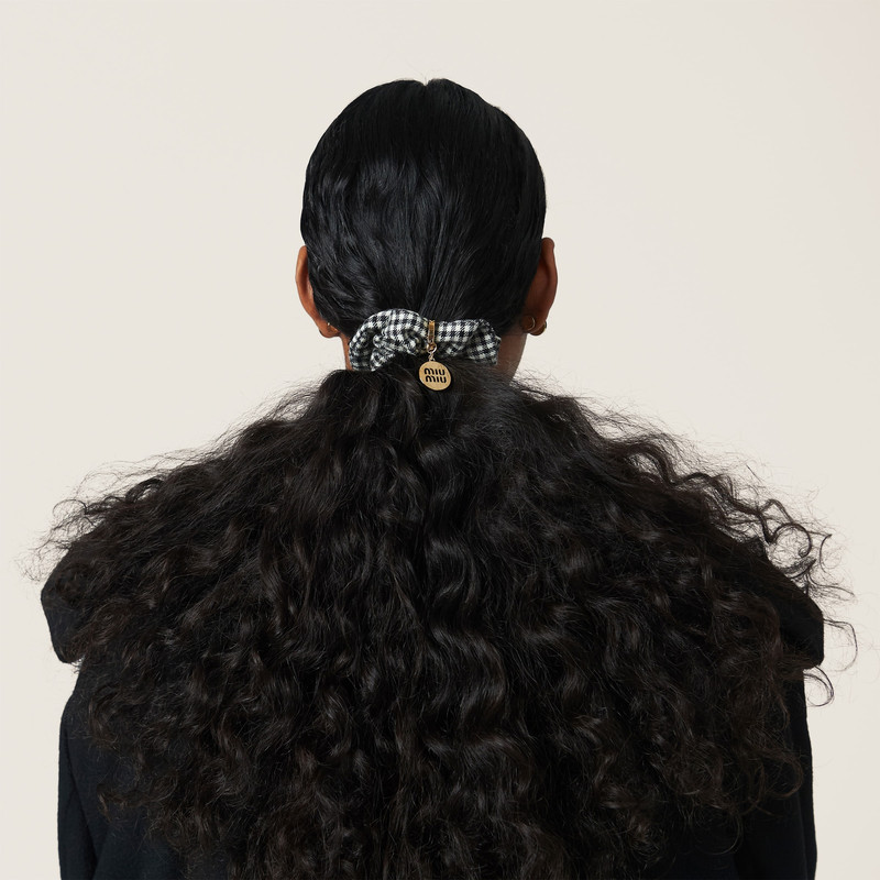 Miu Miu Gingham check wool scrunchie outlook