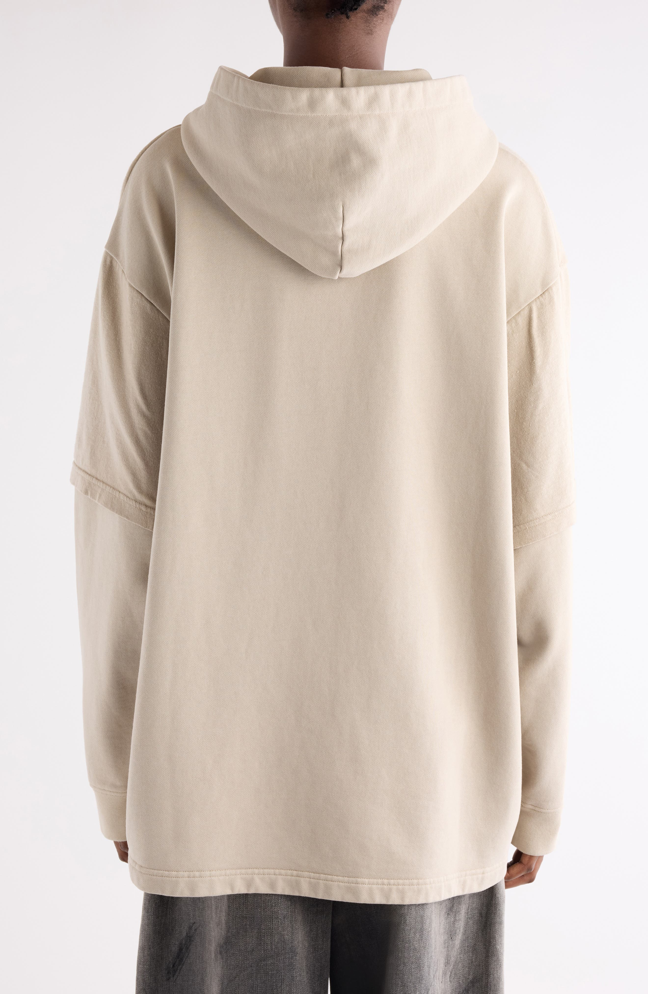 Acne Studios Floor Fairy Tale Layered Logo Graphic Hoodie in Faded Beige at Nordstrom - 3