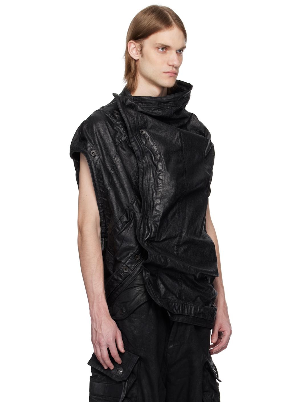 Black Protean Mylar Denim Vest - 2