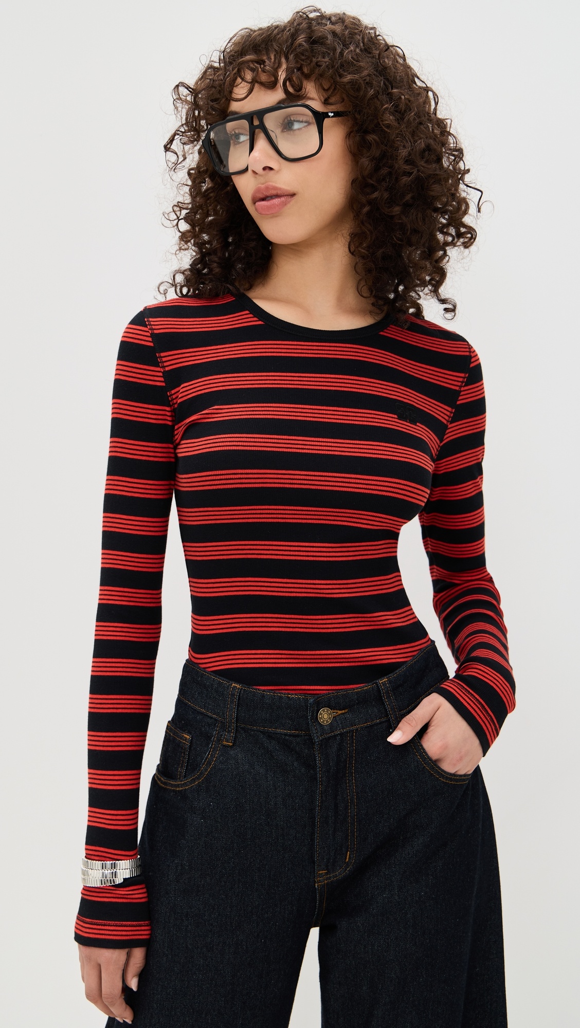 Soft Cotton Rib Striped Long Sleeve Tee - 2