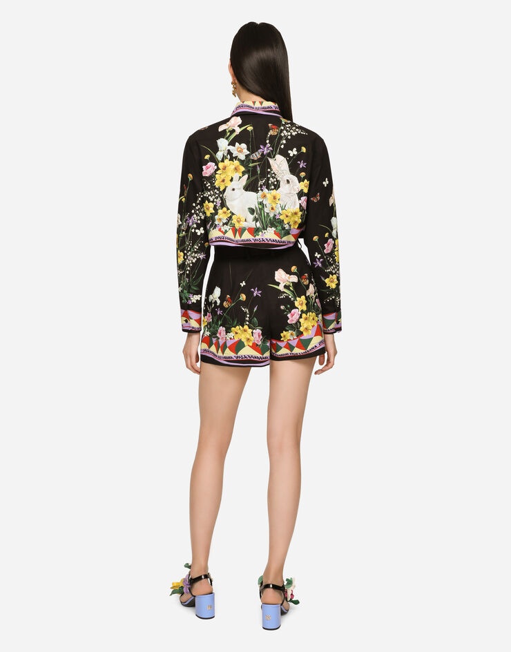 Cotton poplin shorts with rabbit print - 5