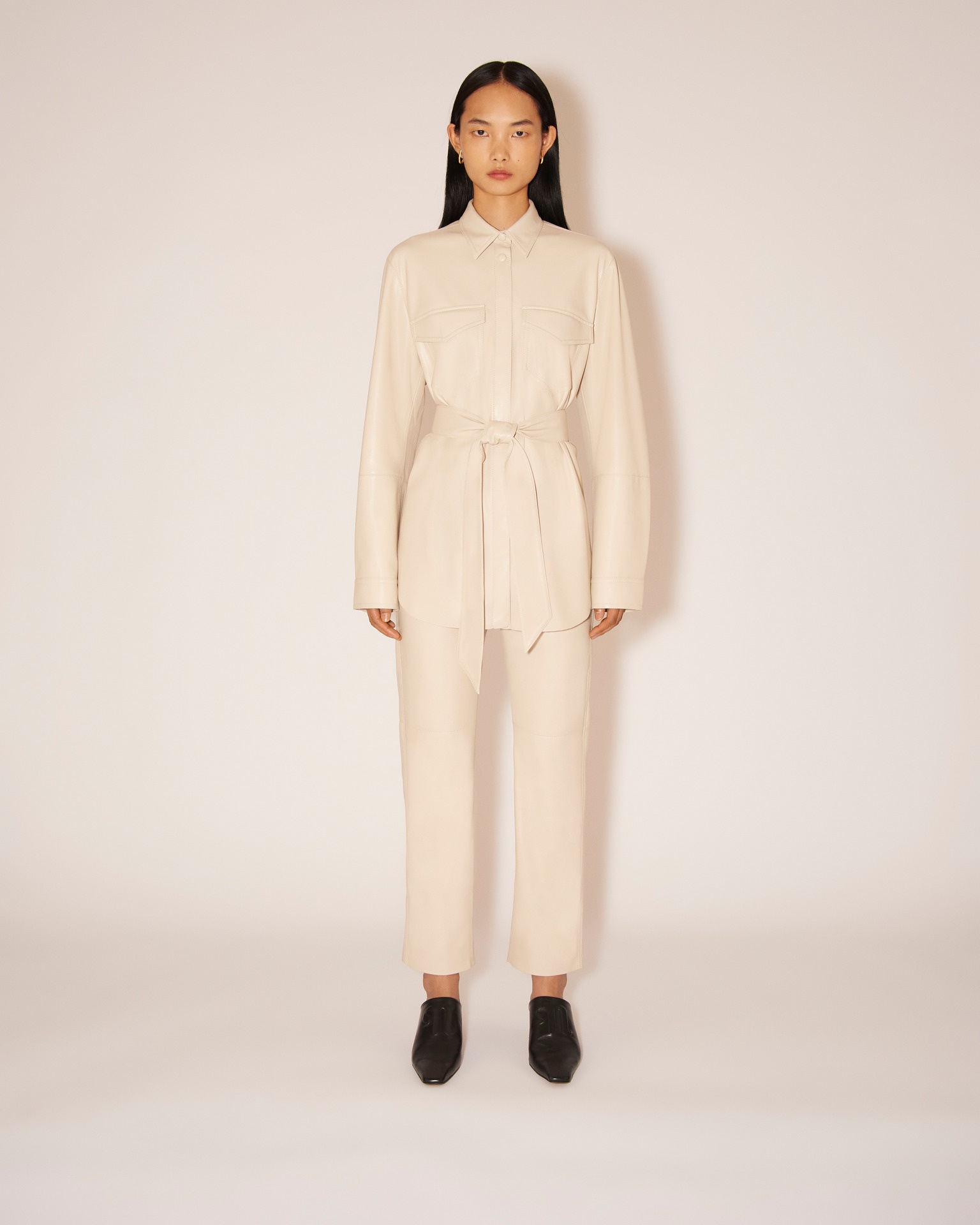 ARTHA - Vegan leather shirt - Creme - 2