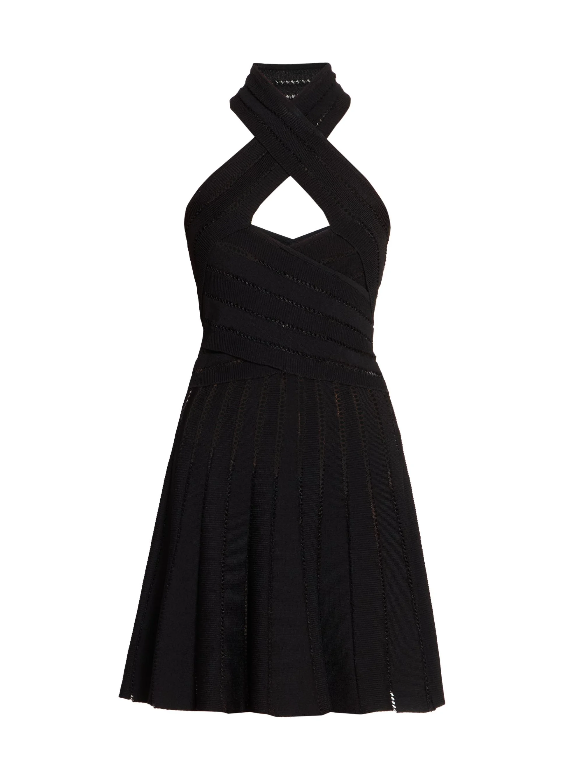 Women's Cross Halter Fléchage Minidress - Noir - 1