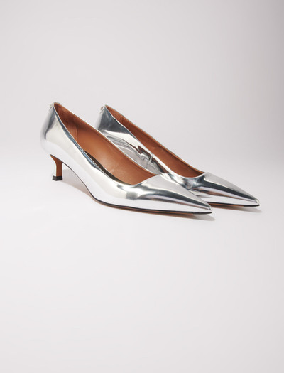 maje Pointed mirrored leather pumps outlook