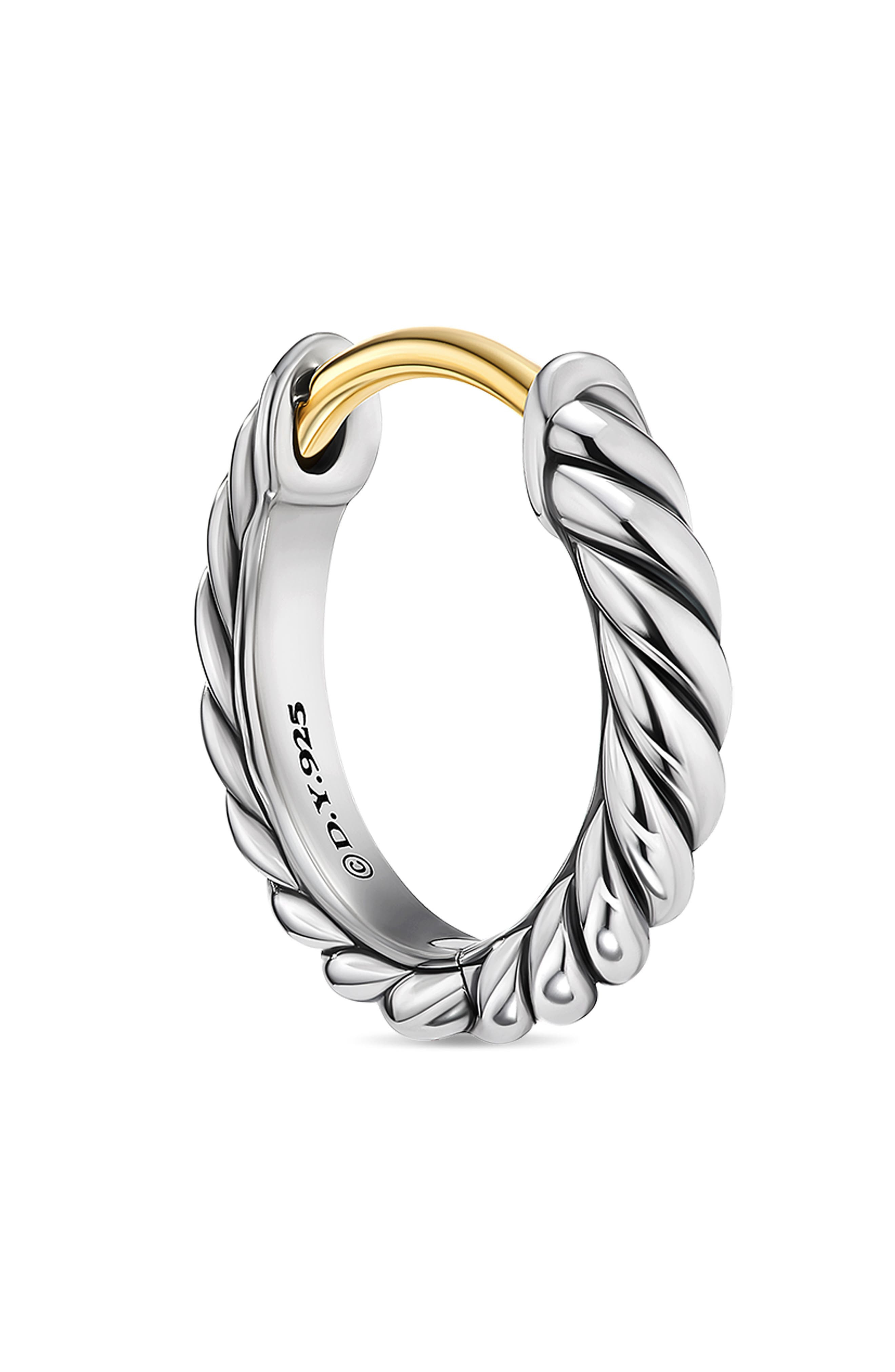 David Yurman Sculpted Cable Micro Huggie Hoop Earrings in Sterling Silver, 12mm at Nordstrom - 5