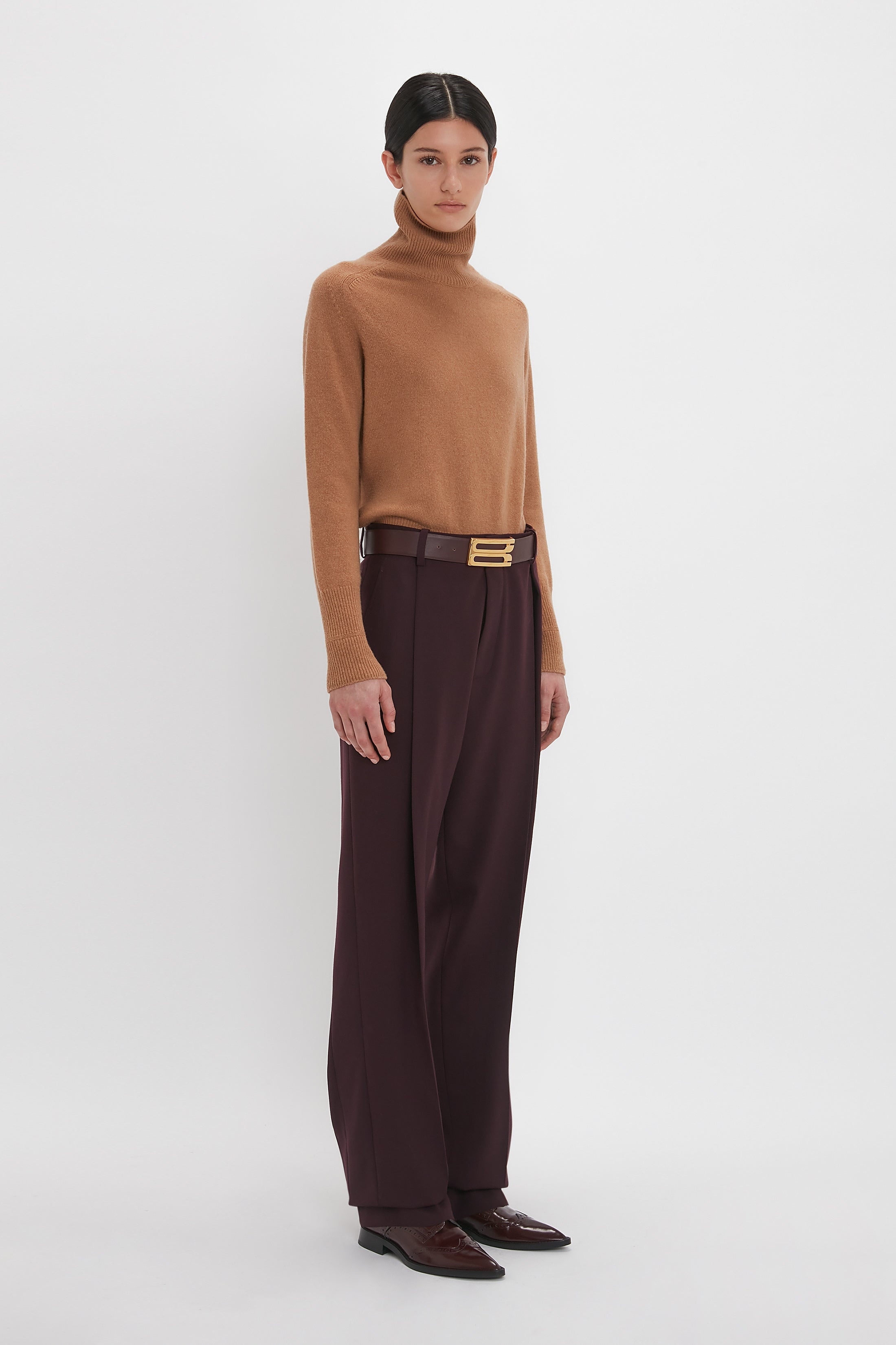 Asymmetric Chino Trouser In Deep Mahogany - 3