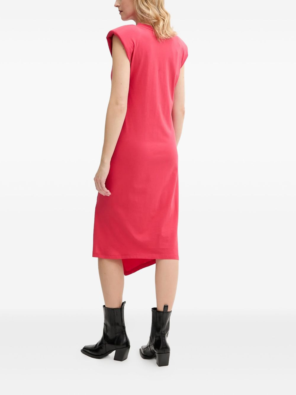 padded-shoulder side-split midi dress - 3