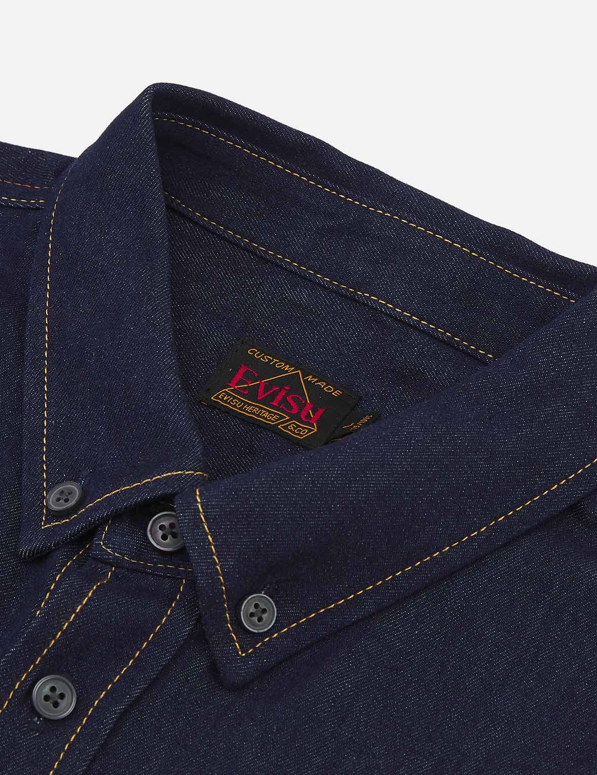 DRAGON-EMBROIDERED DAICOCK PRINT DENIM SHIRT - 10