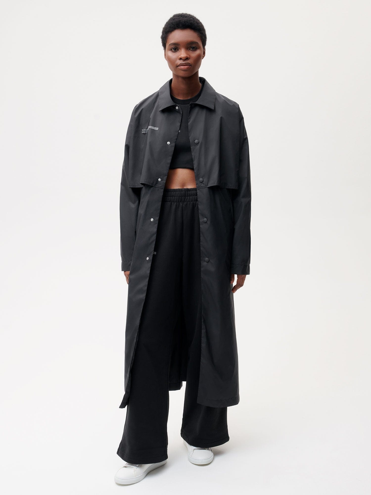 Womens Recycled Nylon Trench Coat - Black - 5