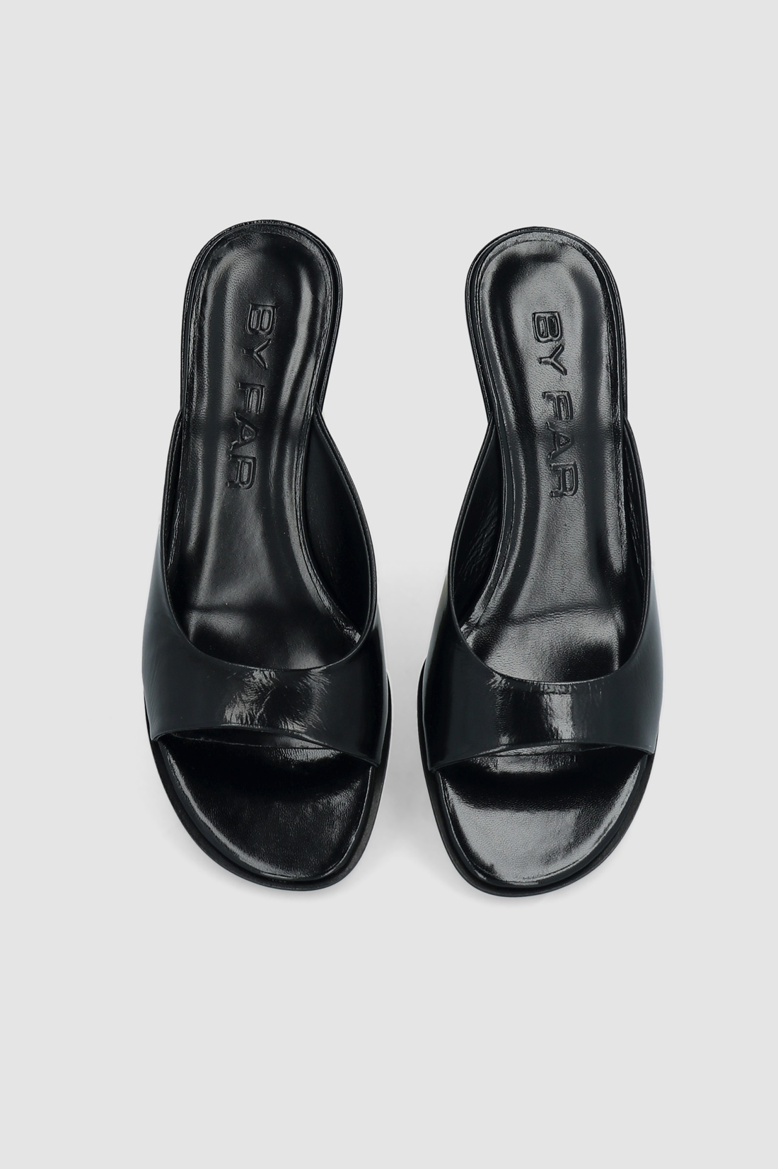 Caroo Black Glossed Nappa Leather Mule - 3