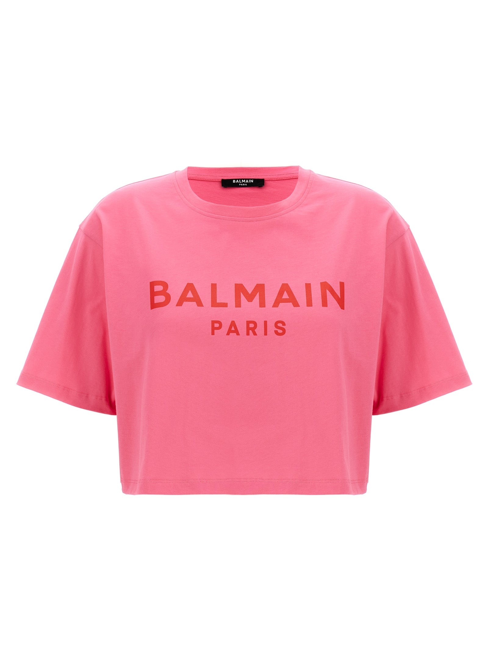 Balmain Logo Print Cropped T Shirt - 1