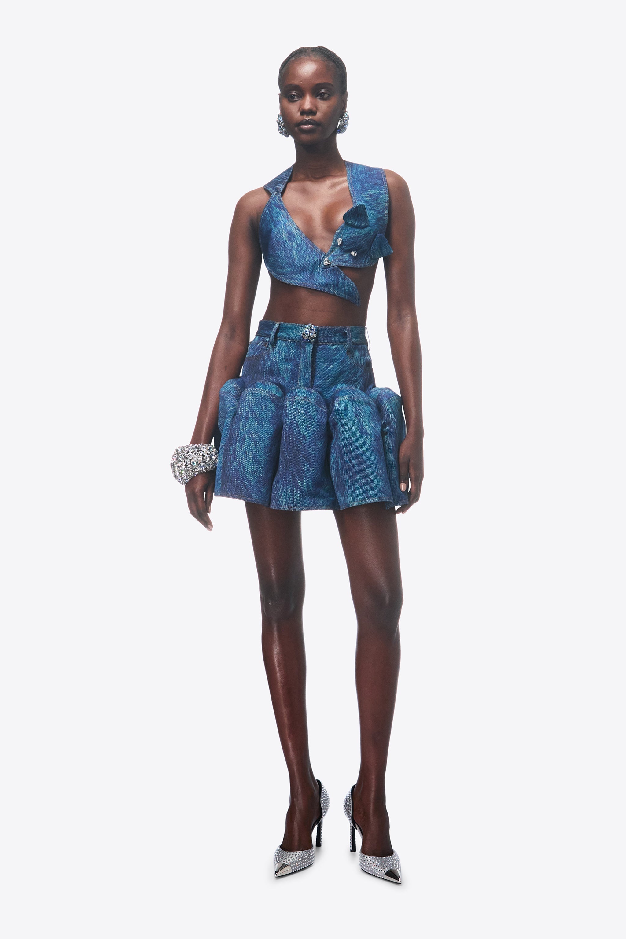 FUR PRINTED GODET MINI SKIRT - 3