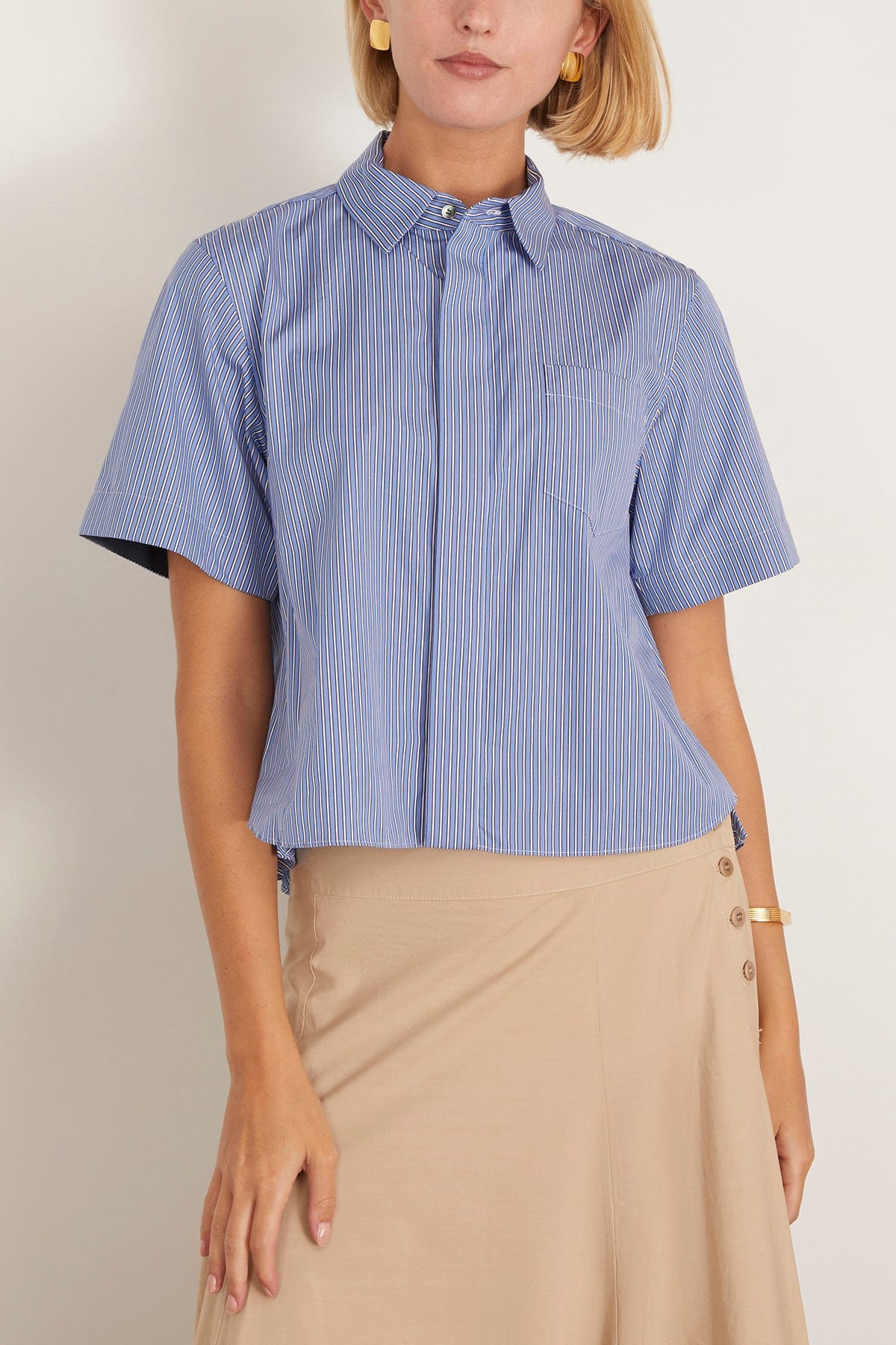Poplin Shirt in Blue Stripe - 3