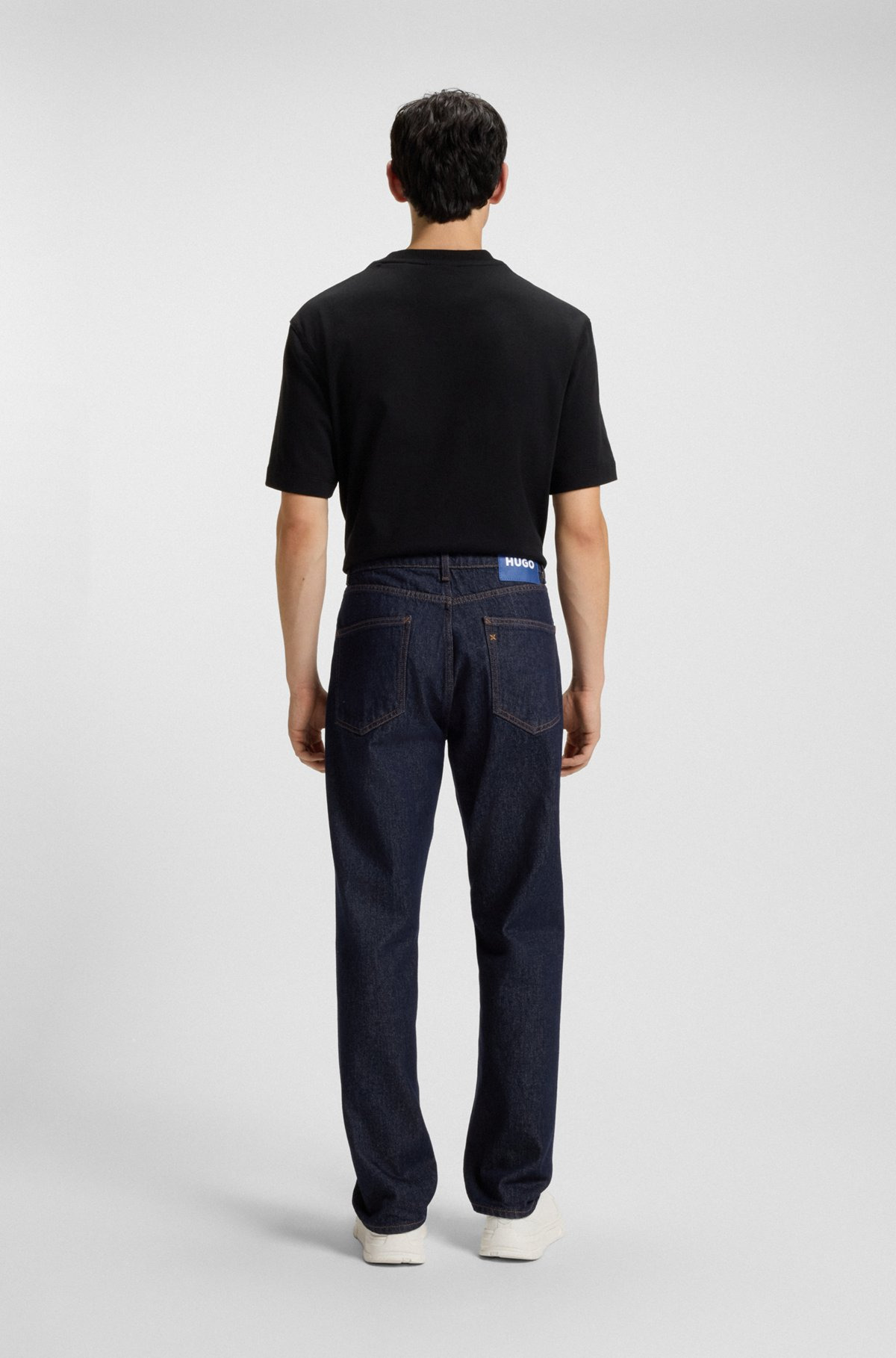 REGULAR-FIT JEANS IN FADED DARK-BLUE DENIM - 4