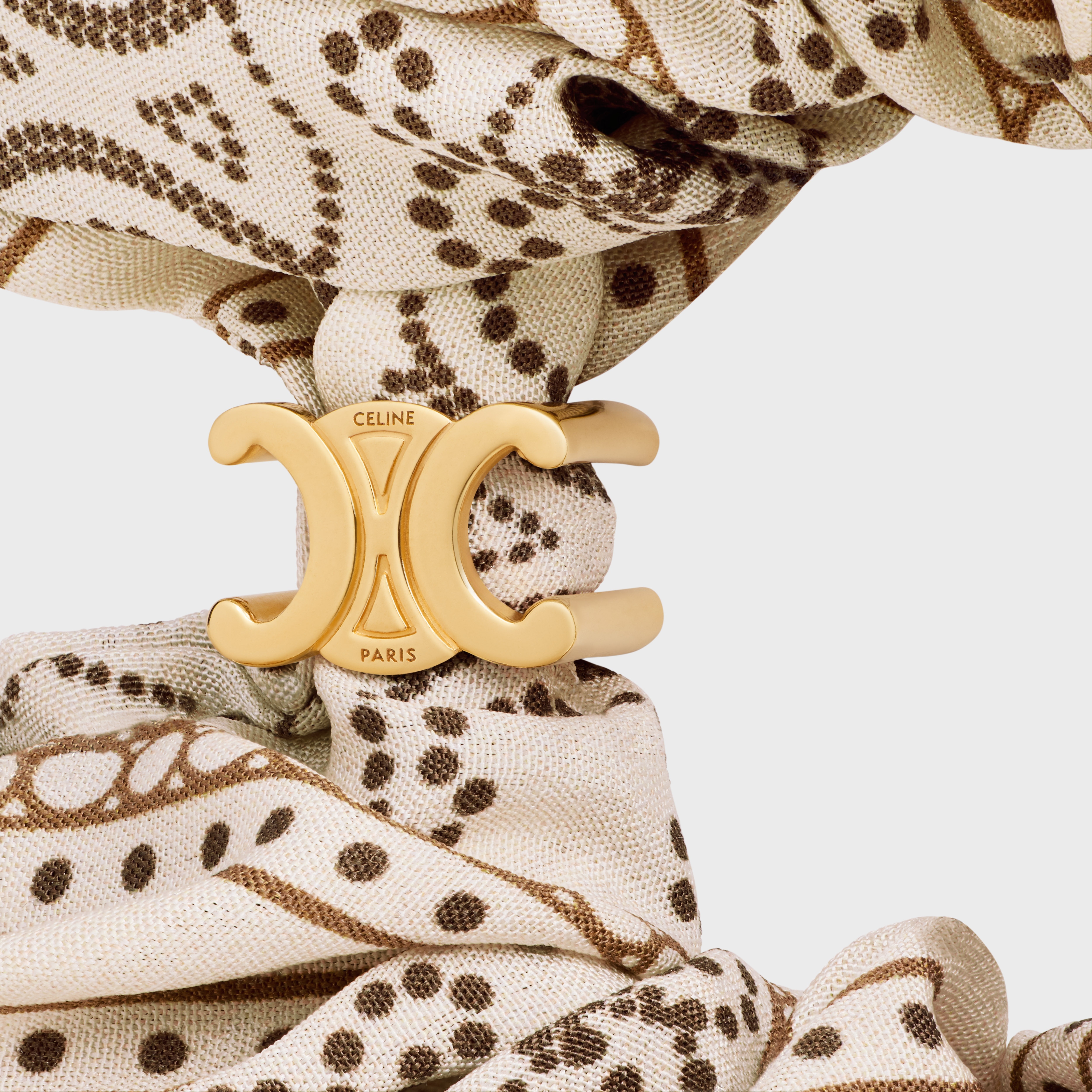 Celine Scrunchy Blason in Silk and Brass with Gold finish - 2