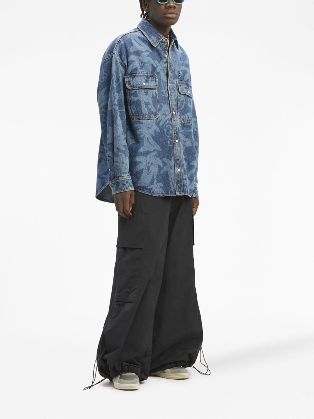 Palmity laser-print denim shirt - 2