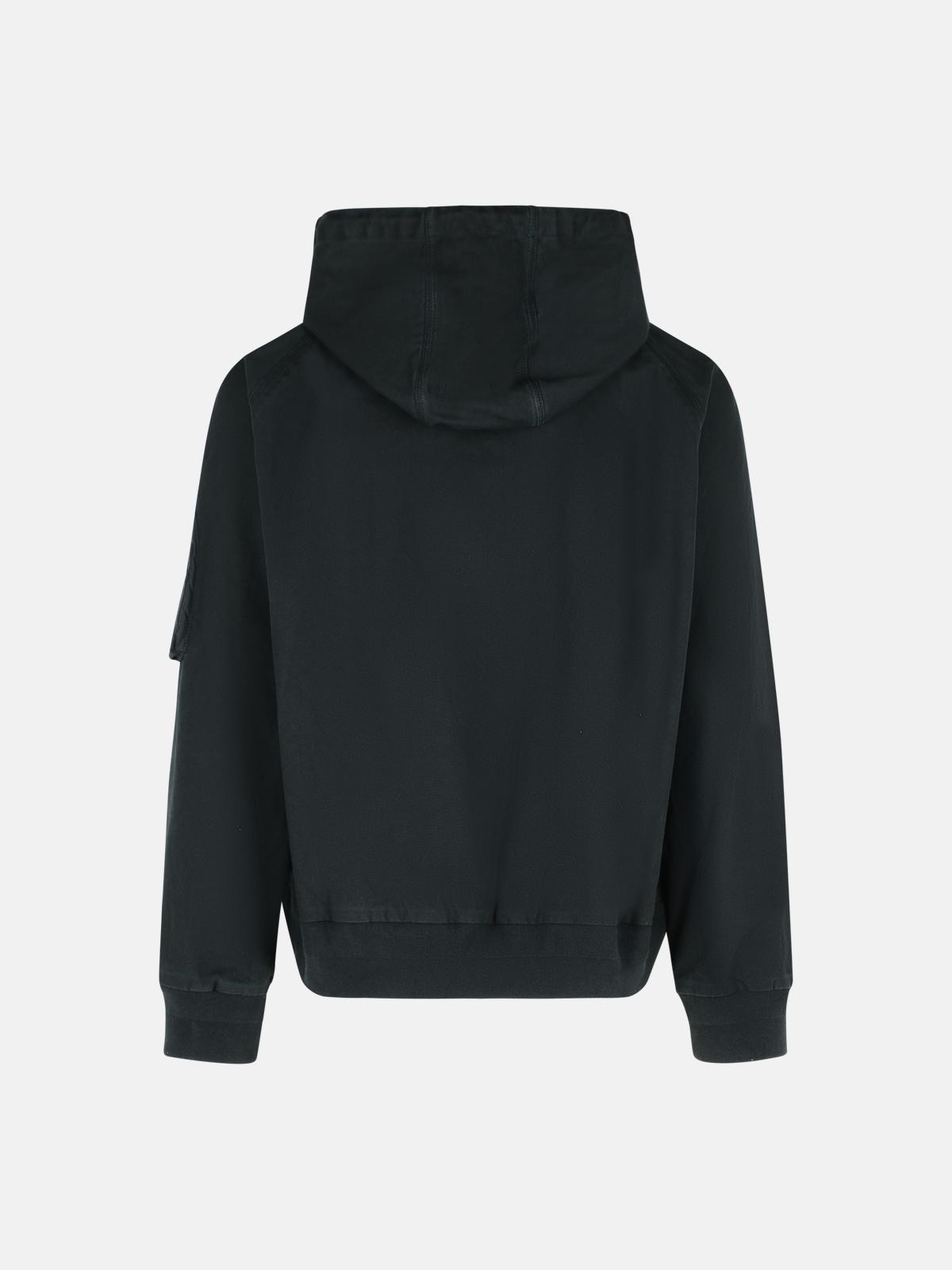 BLACK COTTON HOODED BOMBER JACKET - 3