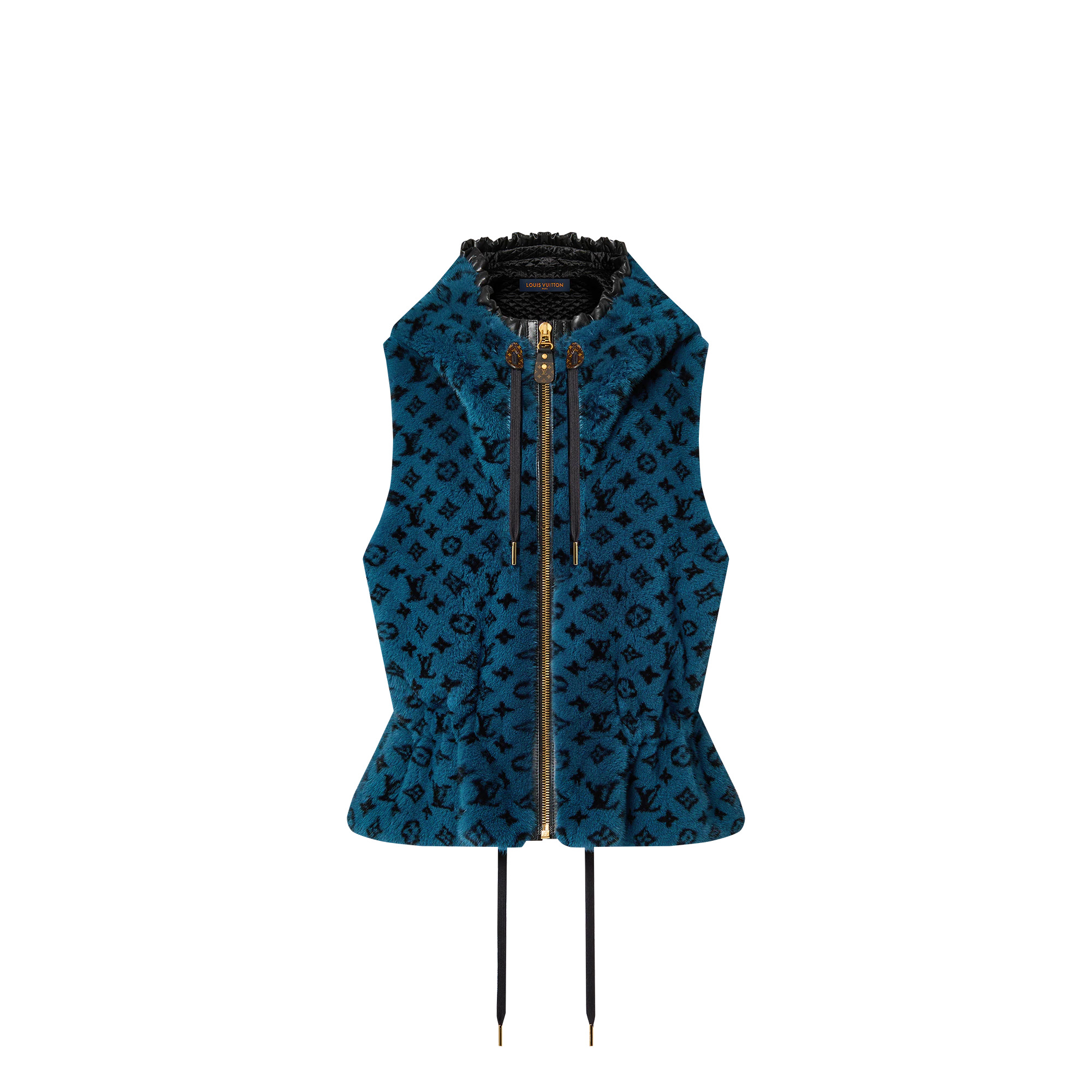 Monogram Mink Sleeveless Peplum Jacket - 1