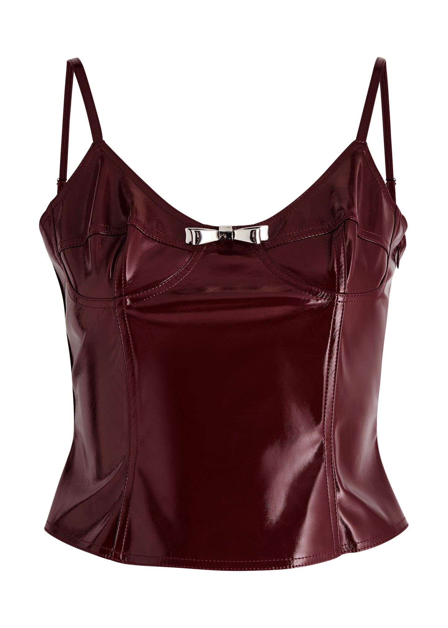 Patent faux leather bustier top - 1