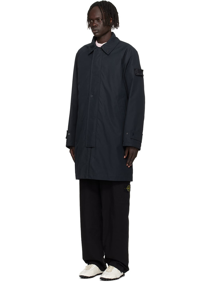 Stone Island Navy 7100018 Weatherproof Cotton Canvas Long Coat outlook